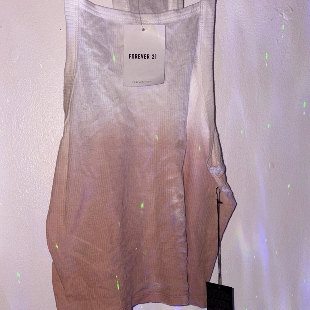 Forever 21 White to Blush Ombre Ribbed Tank Top